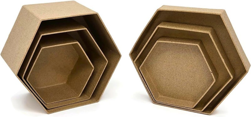 AllStellar Hexagon Paper Mache Nesting Boxes – SMALL Set of 3 Paper Mache Boxes with lids for Crafting, Gifts, Storing Jewelry, Treasure, Accessories, Cosmetics, Ornament and more - Image 5